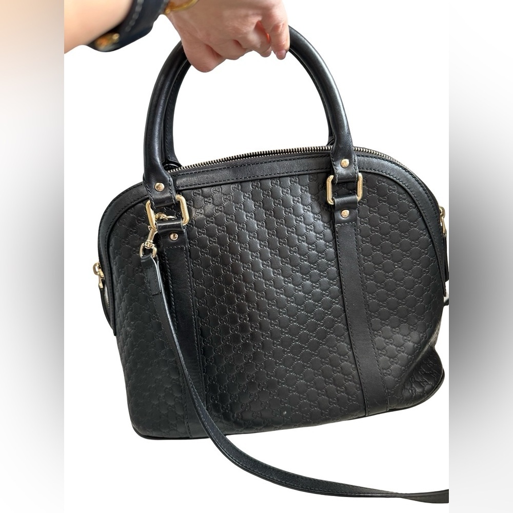 Gucci Bree Microguccissima Dome Crossbody Bag Black Leather - Picture 4 of 14
